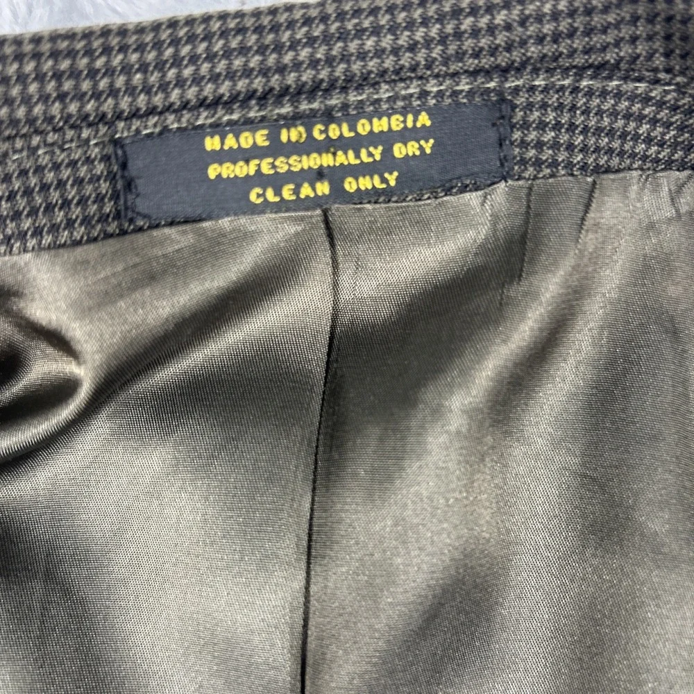 Gianfranco Ruffini Mens 46R Brown Black Houndstooth Sport Coat Blazer Wool Italy